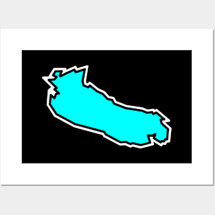 Gabriola Island in a Cool Turquoise Blue Colour - Simple Silhouette - Gabriola Island Posters and Art